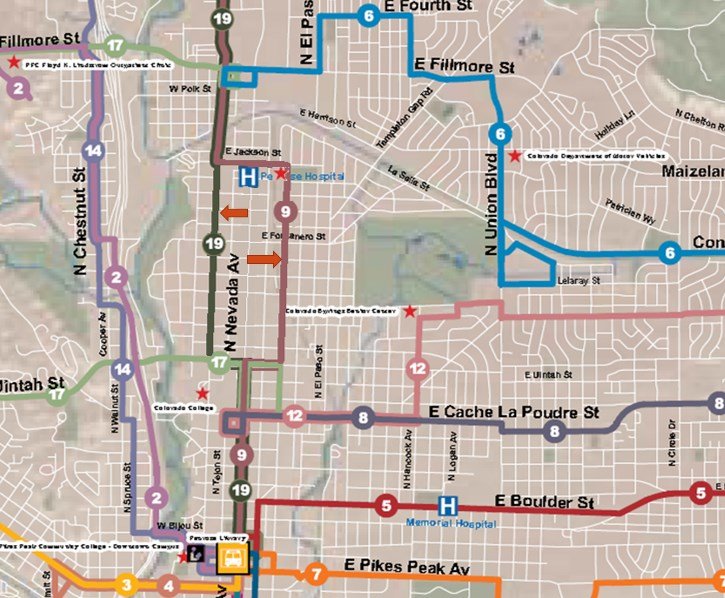 The ONEN Transit Committee proposed an alternative plan to split the current core service down Wahsatch and Cascade Avenue, and reserving future high-capacity transit for I-25